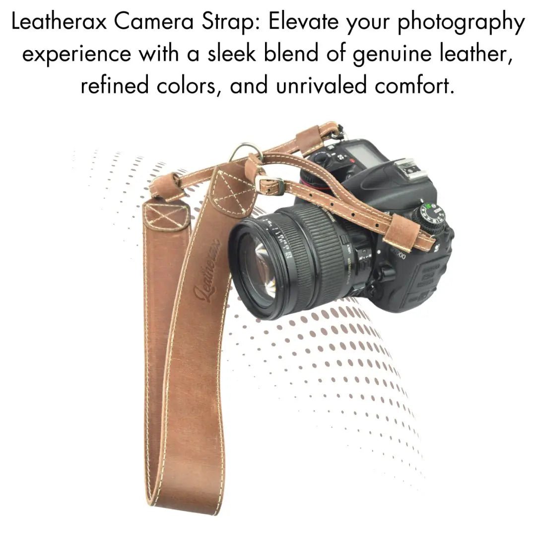 Stylish Leather Camera Neck Strap Featuring Durable stitching & Classic Aesthetics - Leatherax