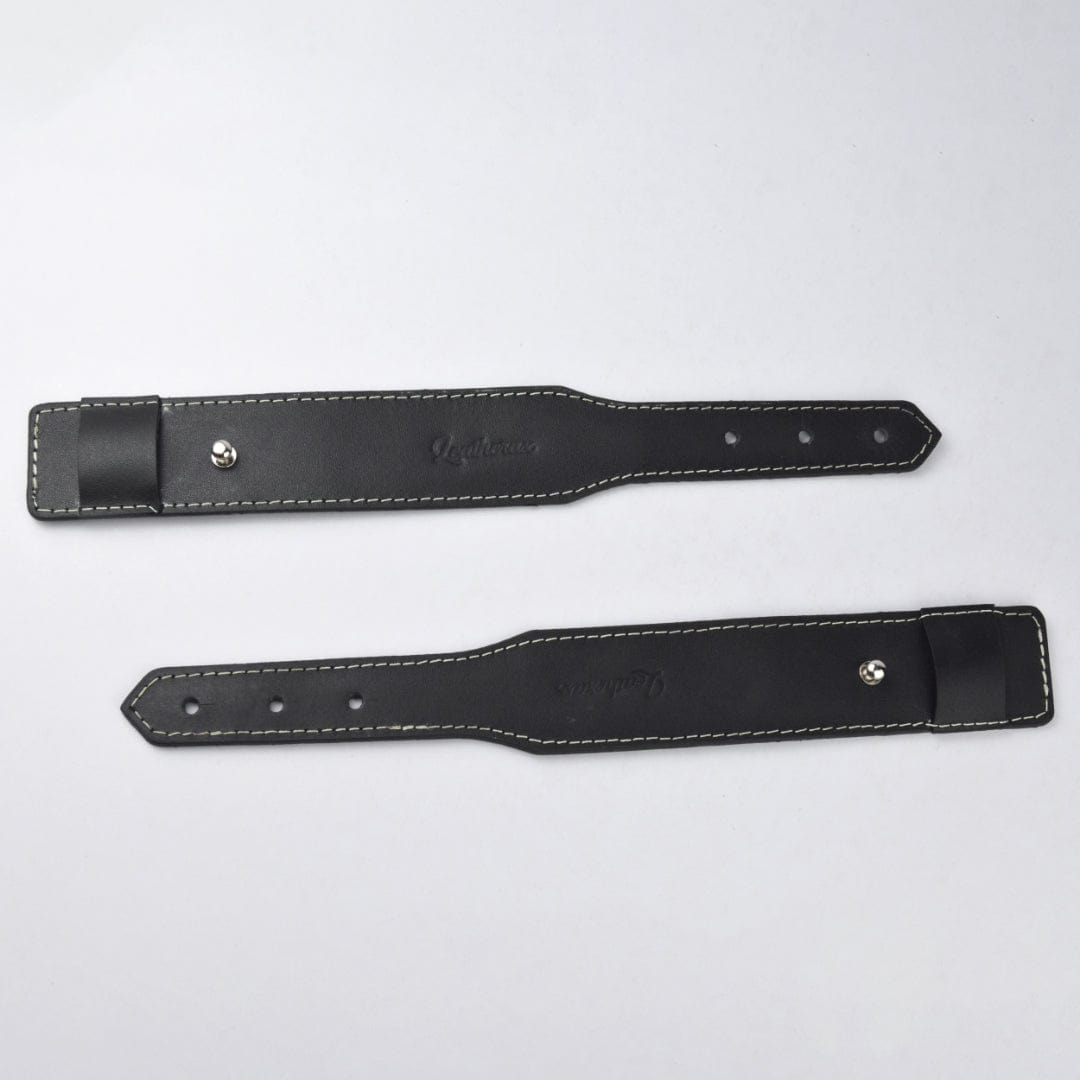 Stylish & Versatile Leather Wristband, Available In Black Color With Beautiful White Stitching - Leatherax