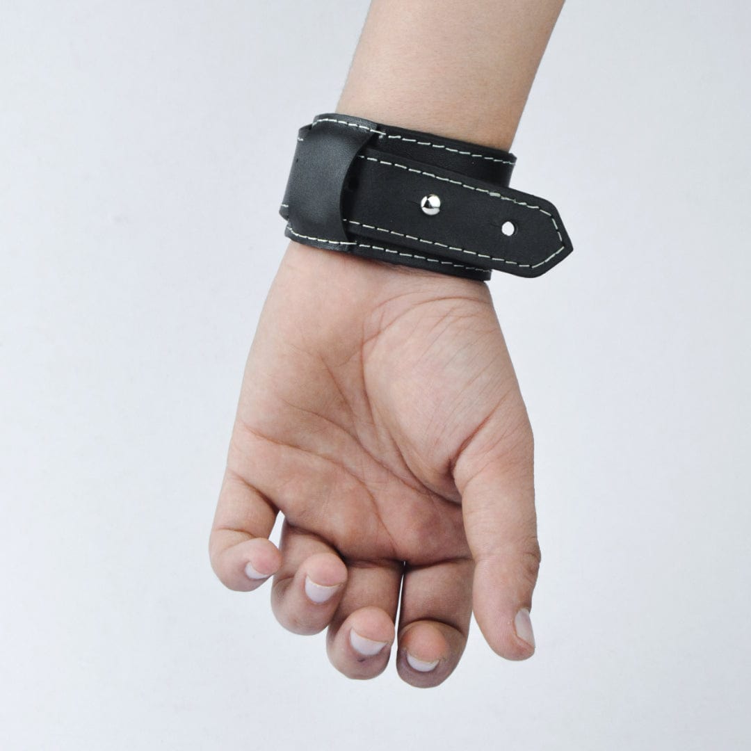 Wrist Belt Made From Black Fine Leadther & Suitavle For Outdoor Activities - Leatherax