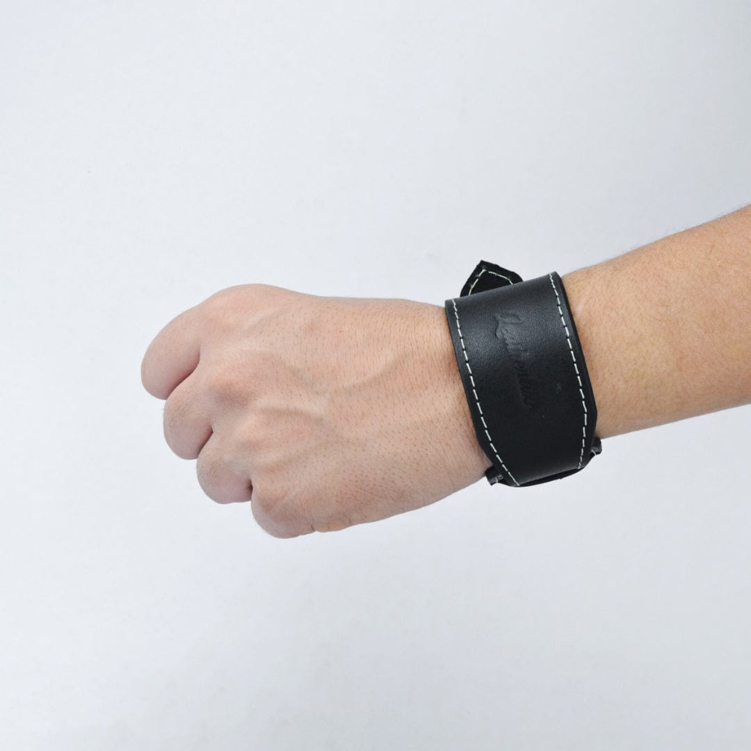 Premium Black leather Wristband for men, perfect for both casual & formal outfits - Leatherax