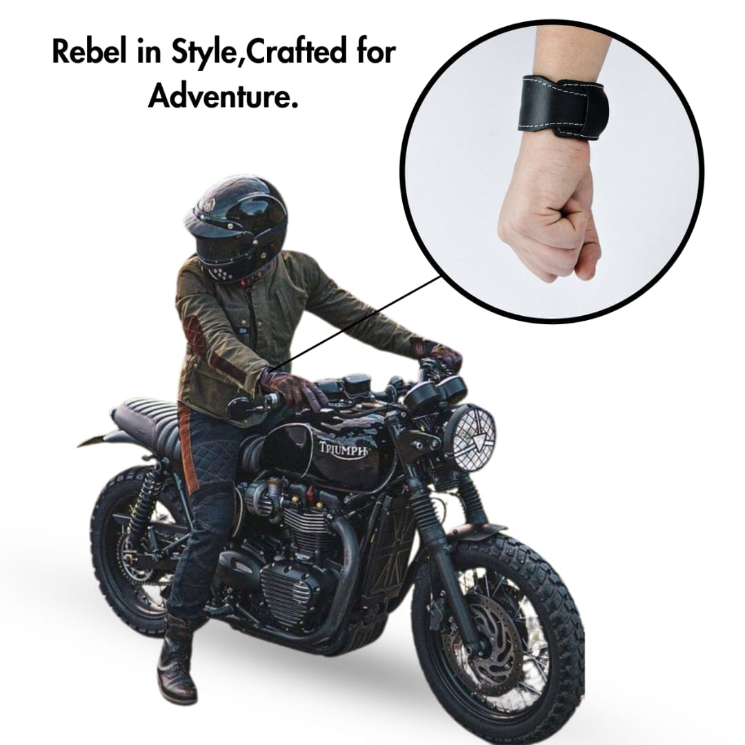 Black Leather Wristband Designed To Complement Any Outfit & Showcasing Excellent Craftsmanship - Leatherax