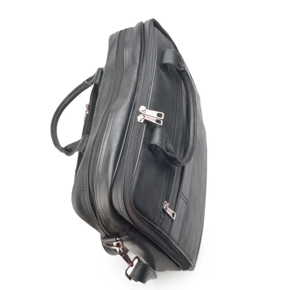 High-quality Black leather laptop bag crafted from finest materials and a refined finish - Leatherax