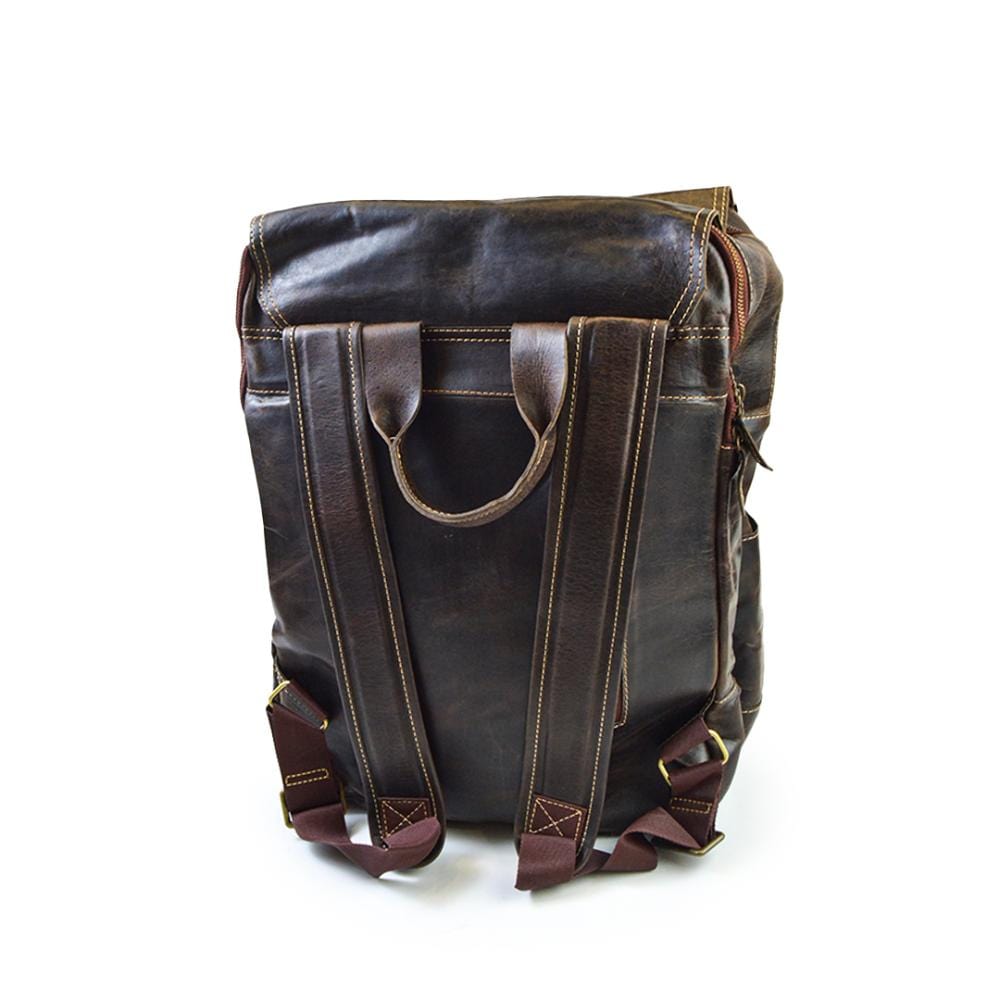 Stylish leather shoulder backpack featuring spacious compartments - Leatherax