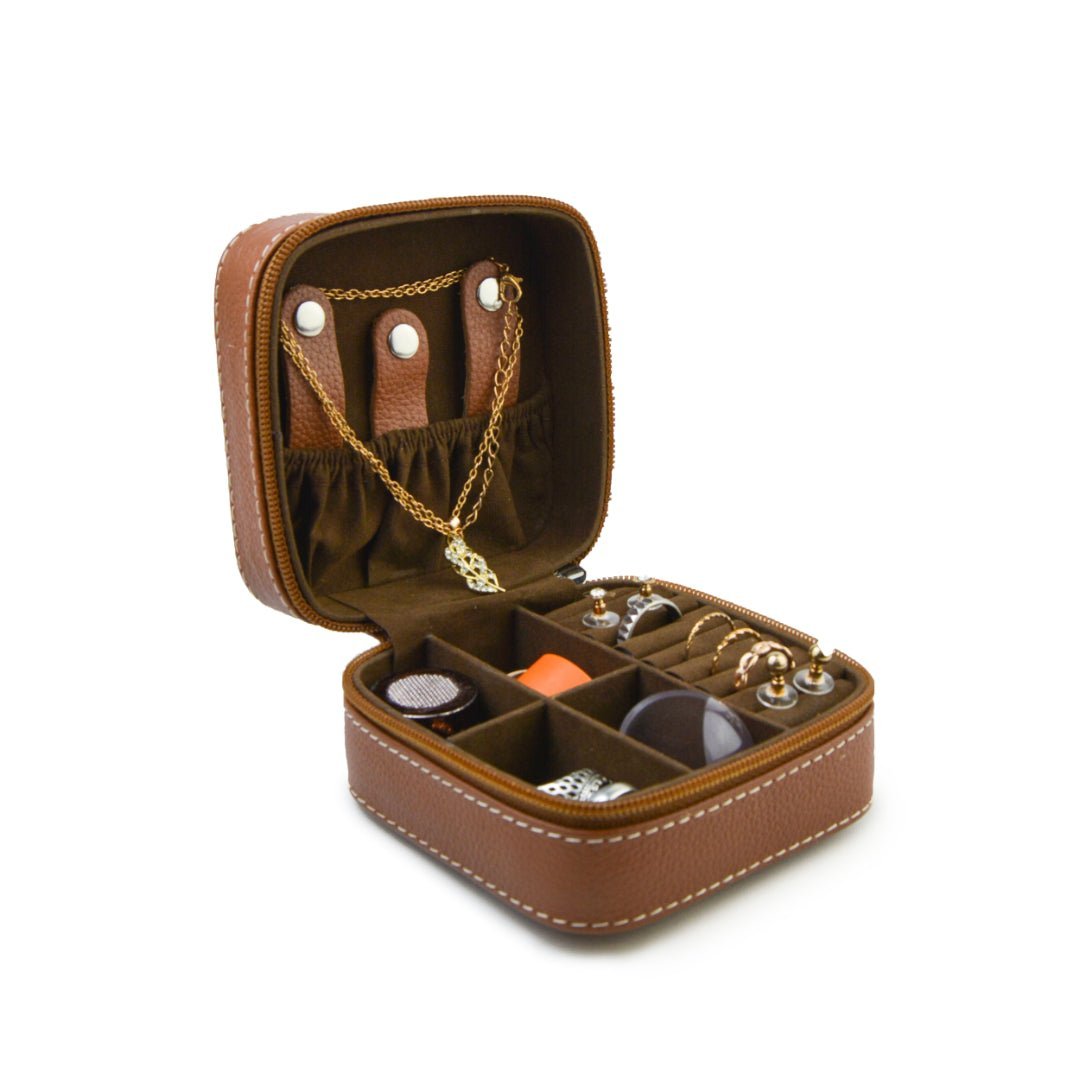  Leather jewellery organizer box with compartments - Leatherax