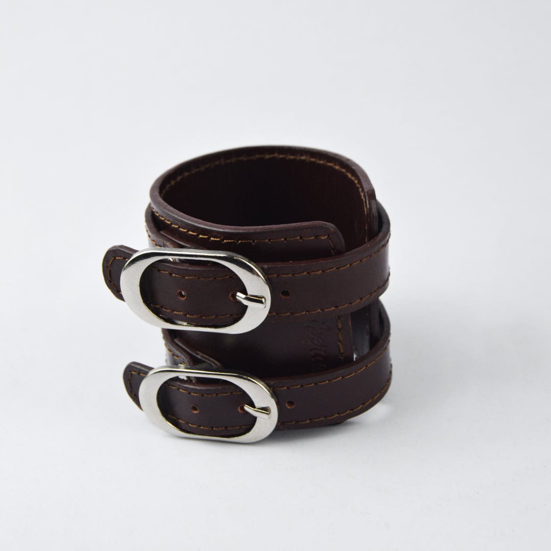 Viking Leather Adjestable  Cuff Bracelet glossy smooth Wide Wristband in DarkBrown – leatherax  