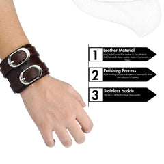 Adjestable Leather Wrist Cuff Bracelet, DarkBrown for Men  or Women | comfortable fit for wrists of all sizes - leatherax  