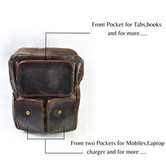 Durable leather shoulder backpack with multiple pockets and compartments - Leatherax