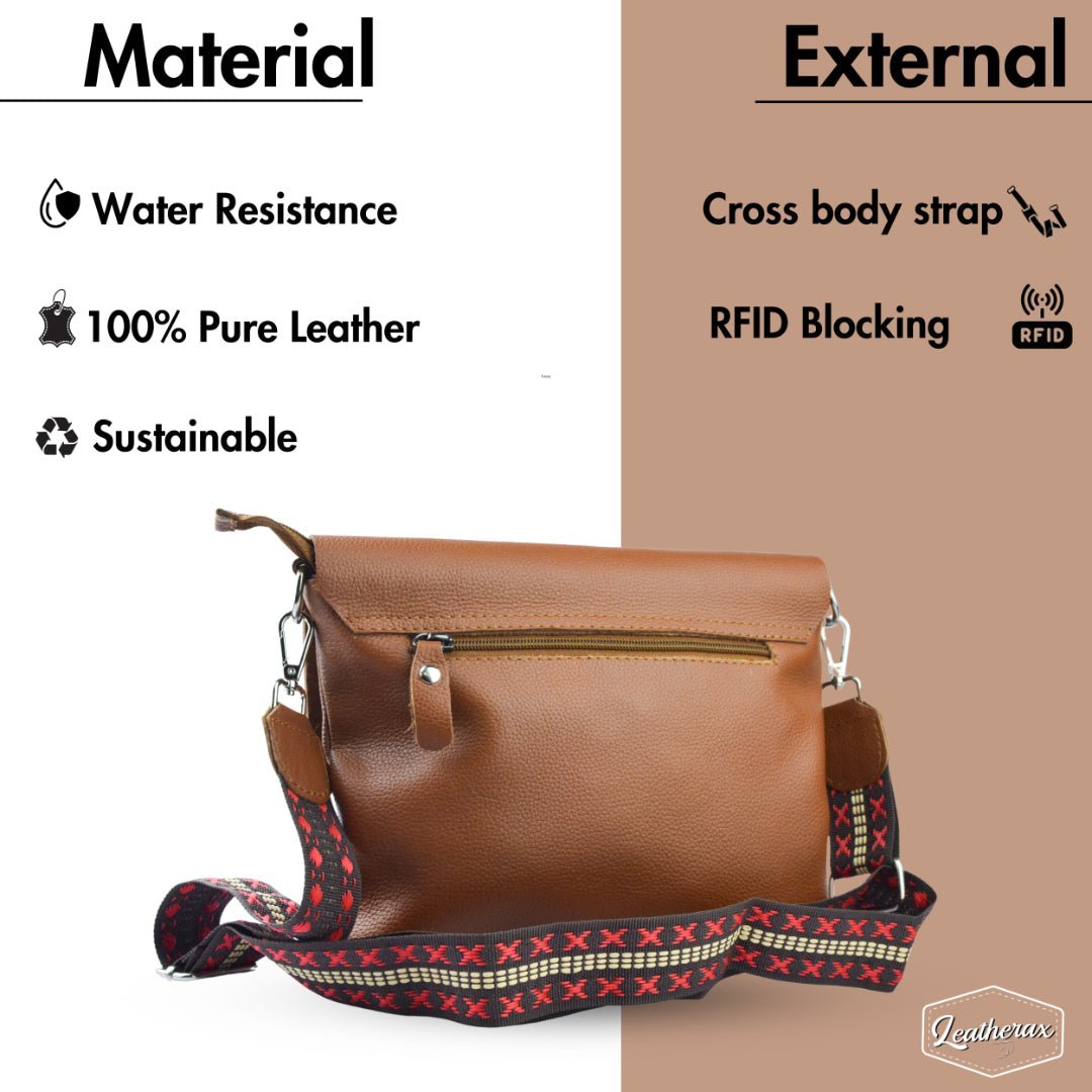 Stylish Ladies' Leather Crossbody Bag With Adjustable Strap, Crafted For Daily Use. Premium Quality & Suitable For Any Event, Combining Style & Functionality - Leatherax