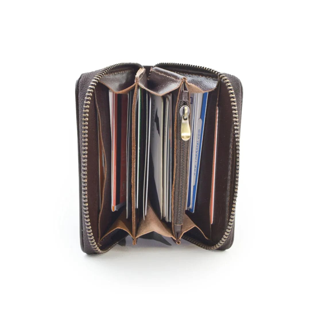 RFID Leather Zipper Wallet for secure storage - Leatherax