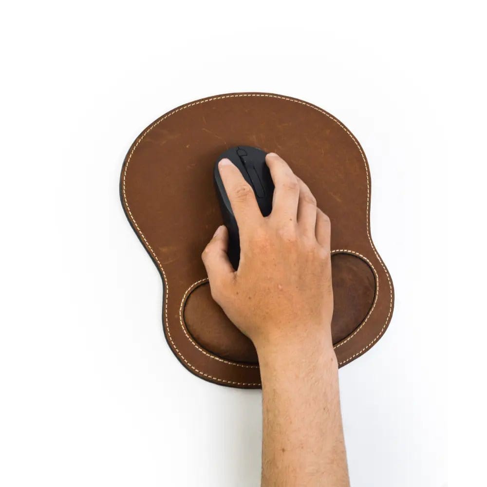 Leather Mouse Pad With White Stitching, Providing a Refined Touch and Enhanced Durability - Leatherax