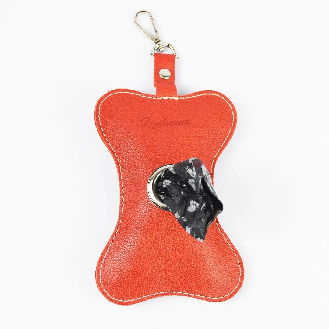 Portable poop bag holder made of Fine leather - Leatherax