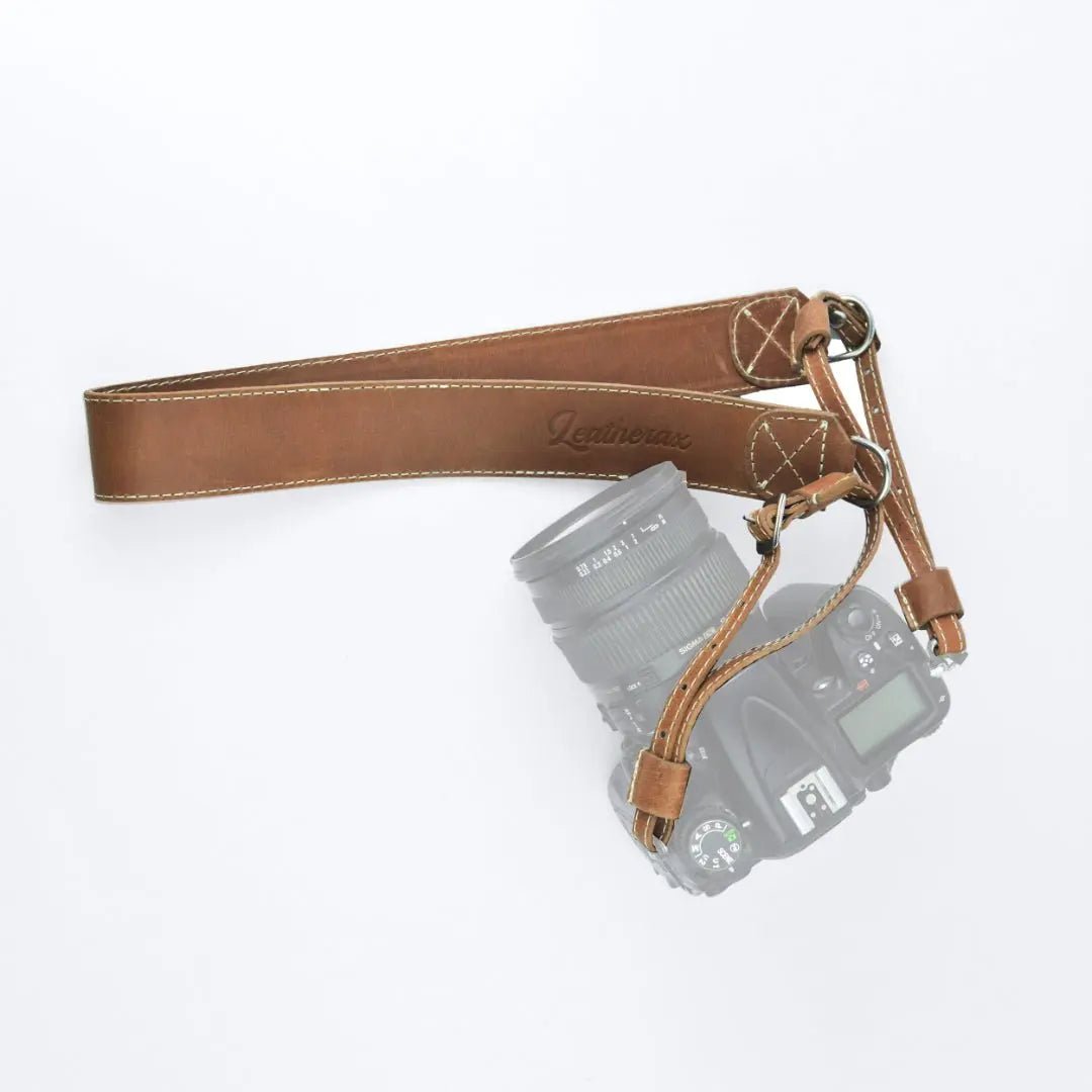 Elegant Chestnut Brown Leather Camera Lanyard, Perfect For DSLR & Mirrorless Cameras - Leatherax