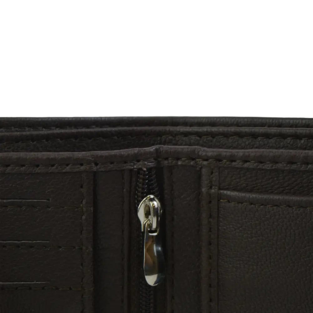 Open trifold leather wallet with a classic design and premium feel - Leatherax