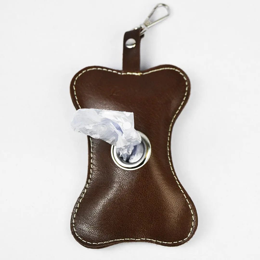 Personalized leather dog waste bag holder - Leatherax