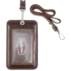 Leatherax Leather ID Card Holder with Lanyard